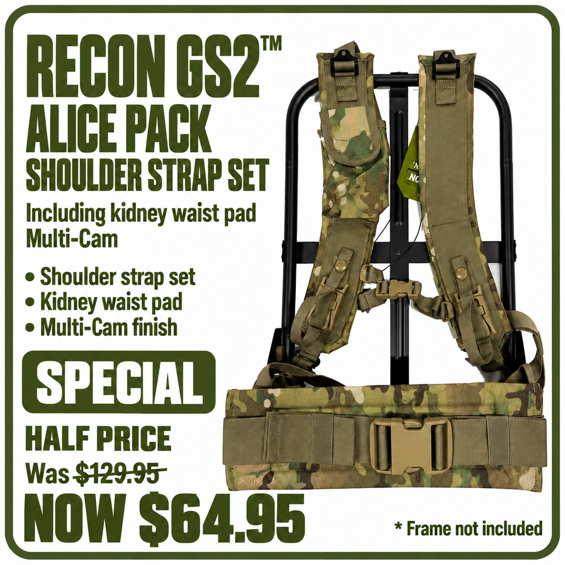 RECON GS2 Alice Pack Shoulder strap set including Kidney waist pad Multi - Cam