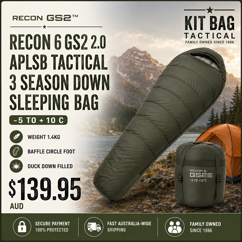 RECON GS2™ APLSB 2.0 Three-Season Down Sleeping Bag – Temperature Guide −5°C to +10°C