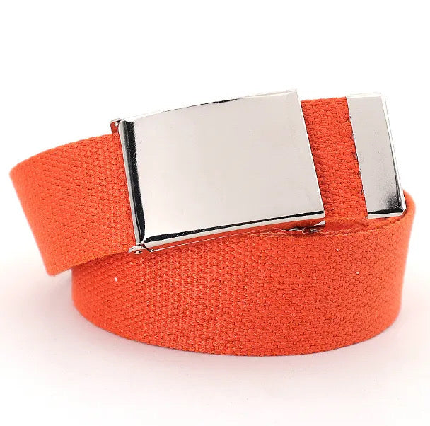 RECON GS2 Military Web Belt Classic Silver Slider Military Belt Buckle with Canvas Web