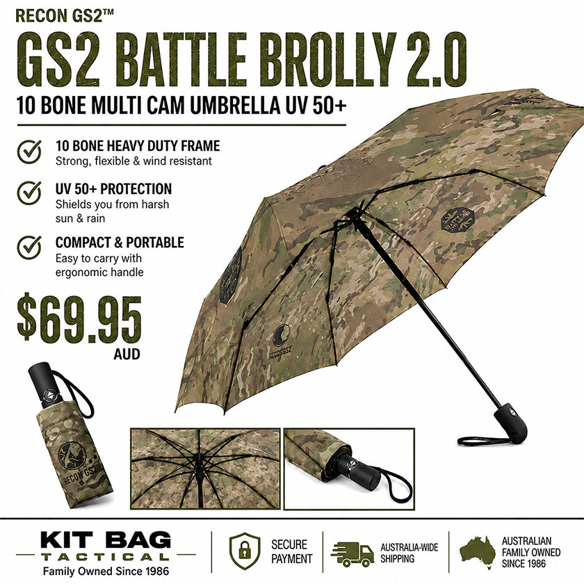 RECON GS2 Battle Brolly 2.0 10 Bone Multi Cam umbrella UV 50+