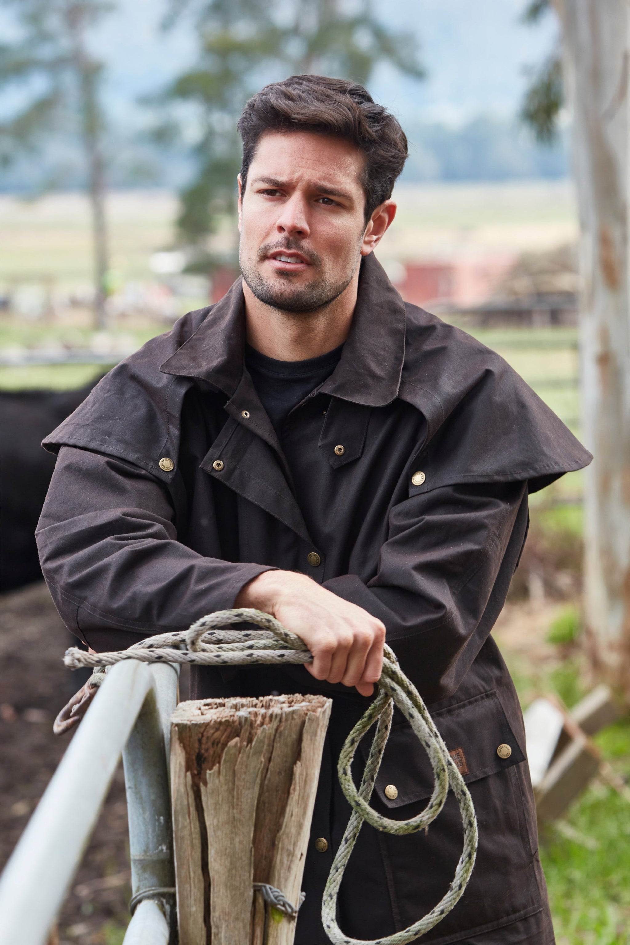 Burke & wills Australia  Dri-Tec Oilskin fabric Balranald Short Coat