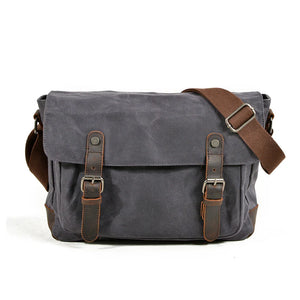 Vintage Retro waxed canvas /leather camera messenger shoulder bag / case
