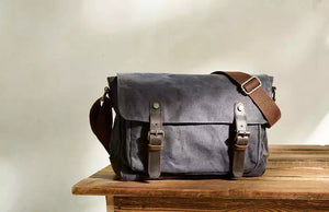 Vintage Retro waxed canvas /leather camera messenger shoulder bag / case