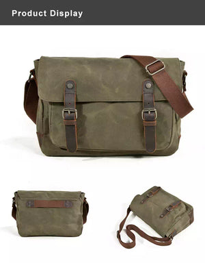 Vintage Retro waxed canvas /leather camera messenger shoulder bag / case