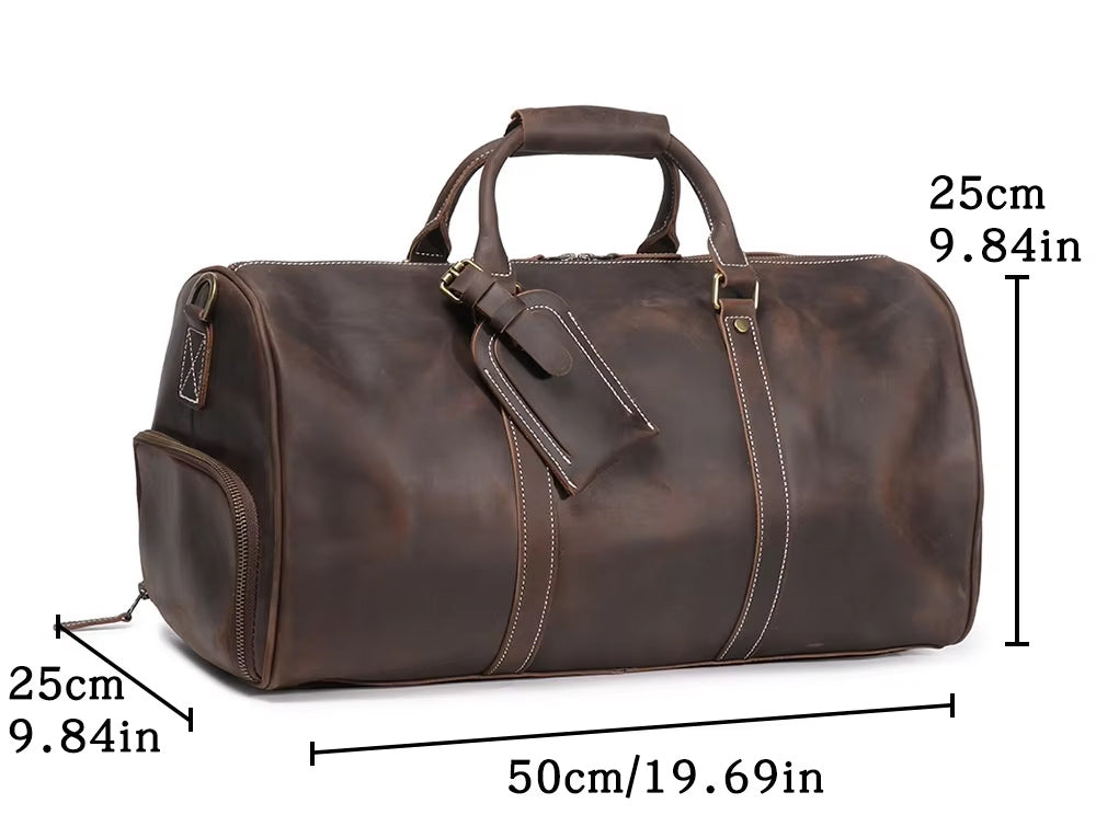 RECON GS2 Oiled Genuine Cow Hide Leather Weekender Bag 30L