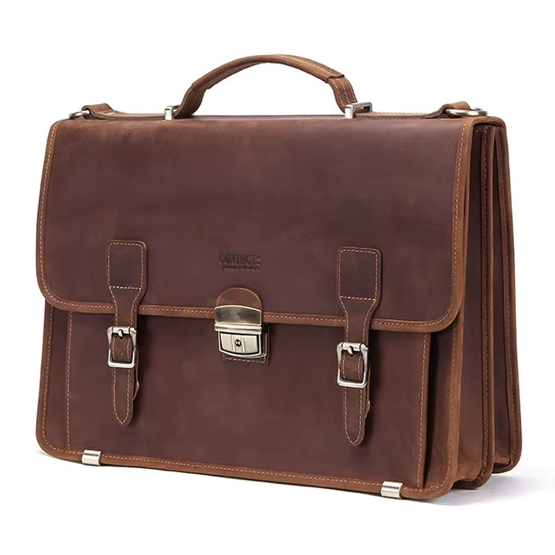 RECON GS2 De Luxe Genuine Cowhide Oiled Leather Briefcase