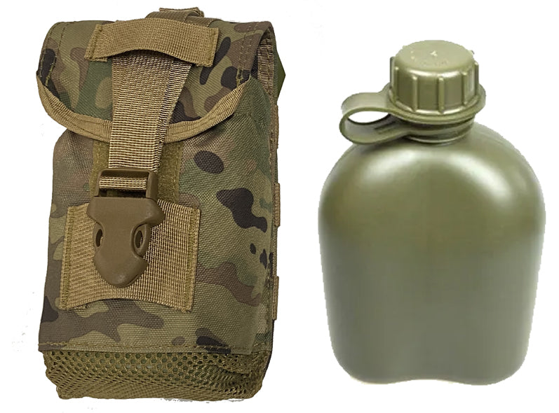 RECON Mesh MOLLE USMC pat utility Pouch + 1L Canteen