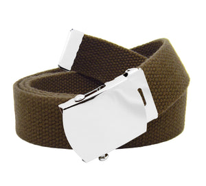 RECON GS2 Military Web Belt Classic Silver Slider Military Belt Buckle with Canvas Web