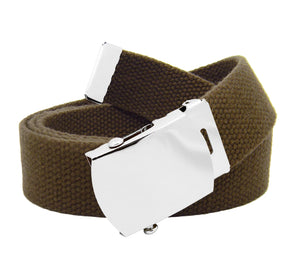 RECON Military Web Belt Classic Silver Slider Military Belt Buckle with Canvas Web
