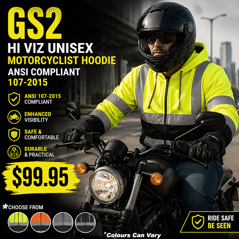 RECON GS2 Hi Viz Unisex Motorcyclist Hoodie ANSI Compliant 107-2015