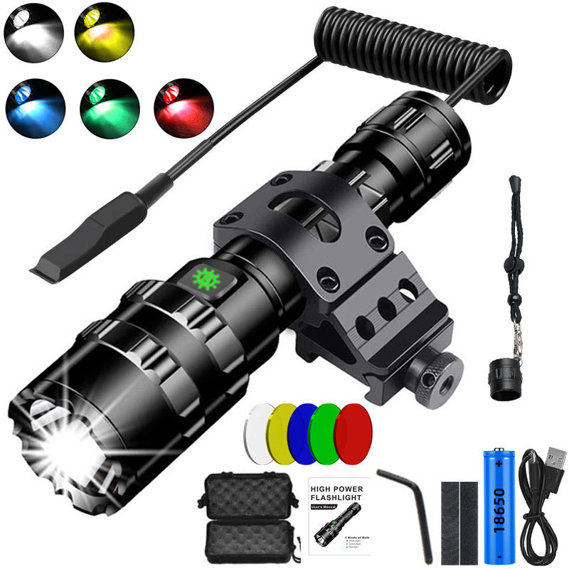 RECON GS2™ SENTINEL L2 USB‑Rechargeable Tactical Flashlight Set – Rifle Mount, Pressure Switch & Colour Filters