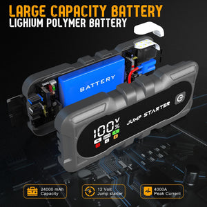 RECON GS2 TacMate High Power 2400 mAh 12 Volt Jump Starter, Power Bank