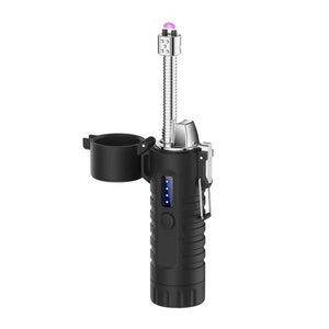 RECON GS2S Rechargeable Waterproof Dual Arc Plasma Lighter With LED Tri-Phase Flashlight