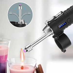RECON GS2S Rechargeable Waterproof Dual Arc Plasma Lighter With LED Tri-Phase Flashlight