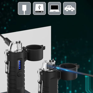 RECON GS2S Rechargeable Waterproof Dual Arc Plasma Lighter With LED Tri-Phase Flashlight