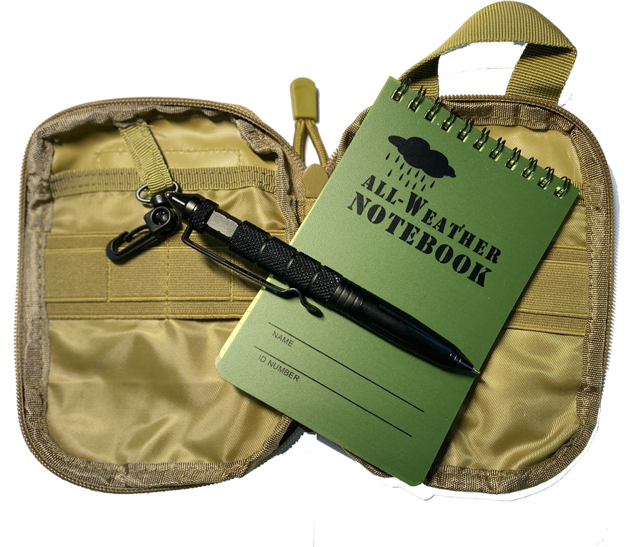 Water proof Note Book with MOLLE Pouch and Tactical Pen Combo