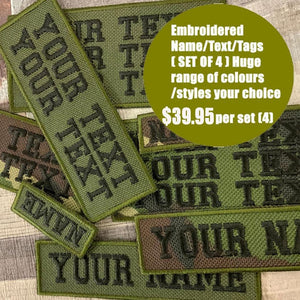 Embroidered Name Tags (Set of 4) - kit bag Perth 