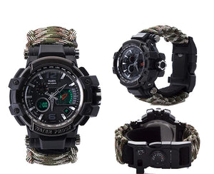 RECON GS2U 550LB Para Cord Tactical Survival Digital/Analogue Watch