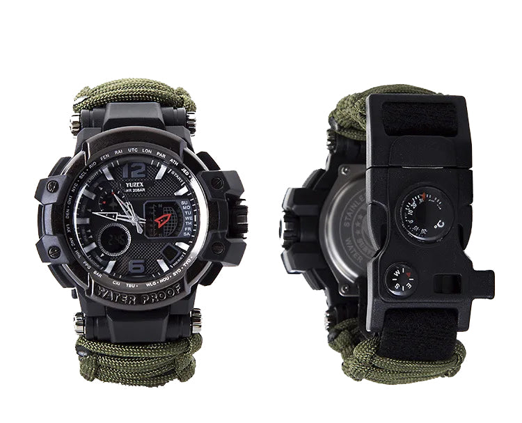 RECON GS2U 550LB Para Cord Tactical Survival Digital/Analogue Watch