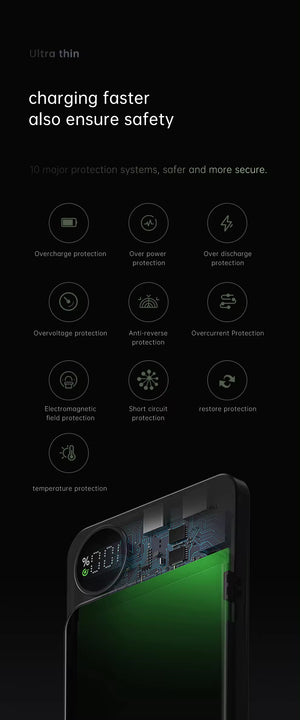 RECON GS2U Q9  Mini Portable Power bank Ultra Slim Version10000mah Magnetic Wireless Charging  with Led Display