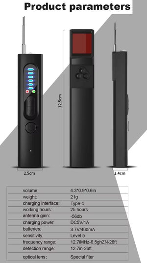RECON GS2 L12 Genuine HD Mini Camera with Night Vision + GhostScan 2.0 spy camera signal Scanner Detector Bundle Deal