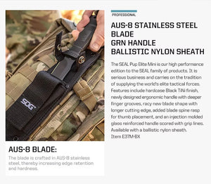 SOG SEAL PUP ELITE MINI FIXED BLADE KNIFE (E37M-BX)
