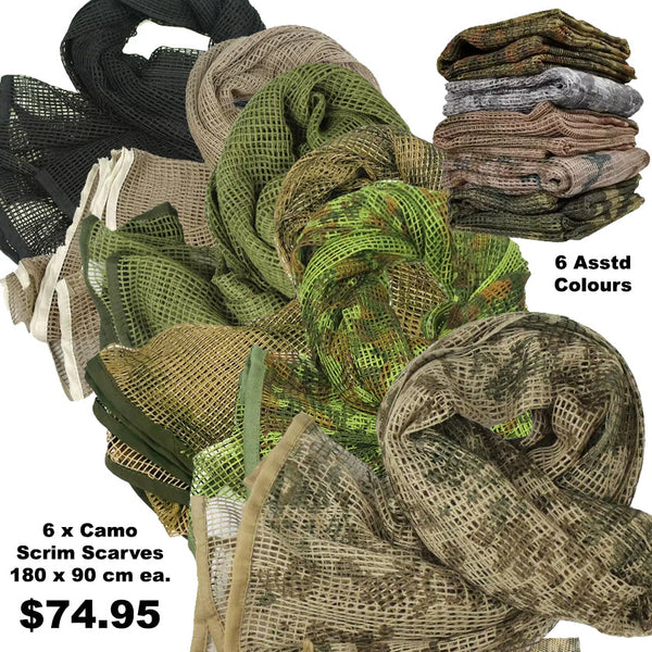 RECON GS2 Bundle 6 x Camo Scrim Scarves- Kit Bag Perth