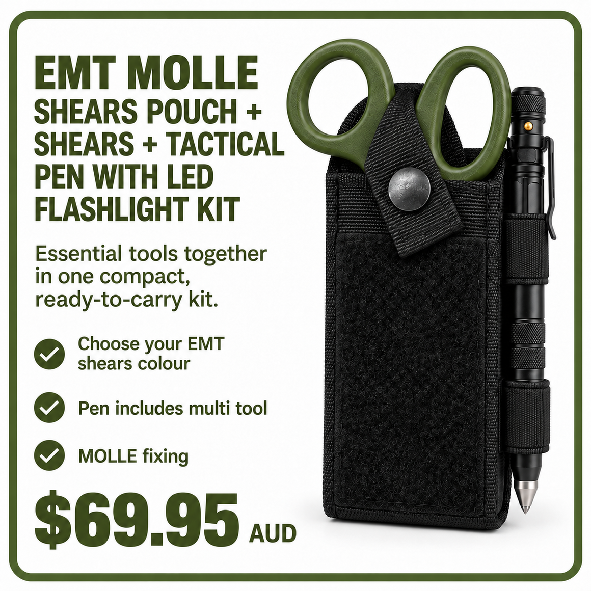 RECON GS2™ EMT Shears & Tactical LED Pen Kit with MOLLE Pouch