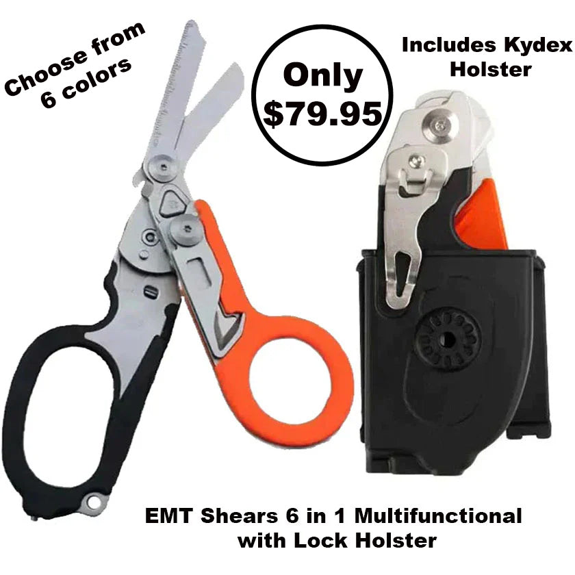 RECON GS2U EMT Shears 6 in 1 Multifunctional with Lock Holster