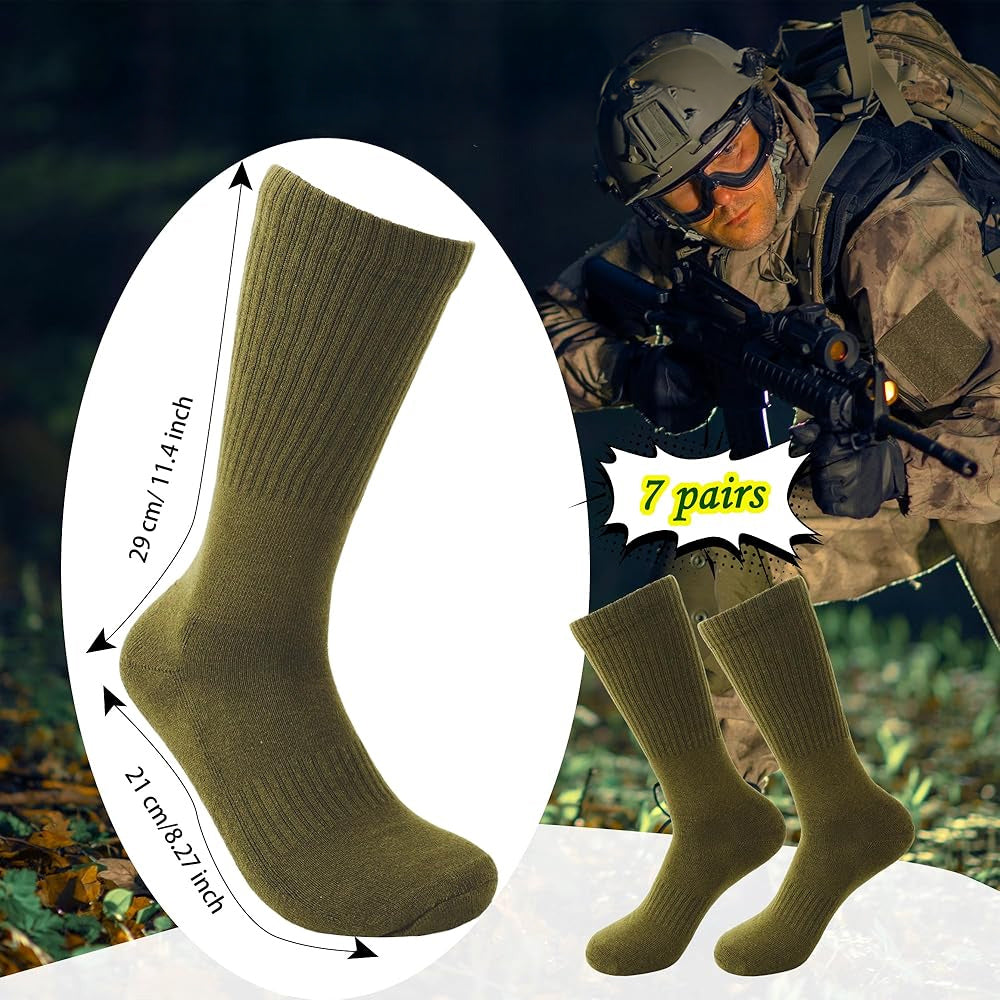 Recon GS2 7 Pairs Military Boot Socks One Size fits all  85% Cotton