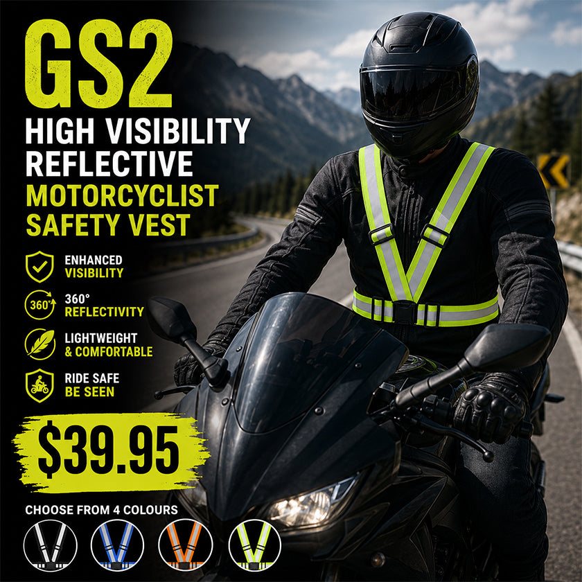 RECON GS2 High Visibility Reflective Motorcyclist Safety Vest/Waistcoat