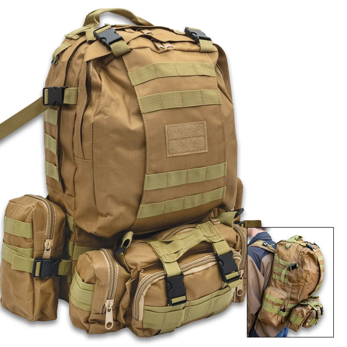 RECON GS2 MOLLE 600D Tactical  R72  3-day Assault Pack with 3 x Detachable Pouches