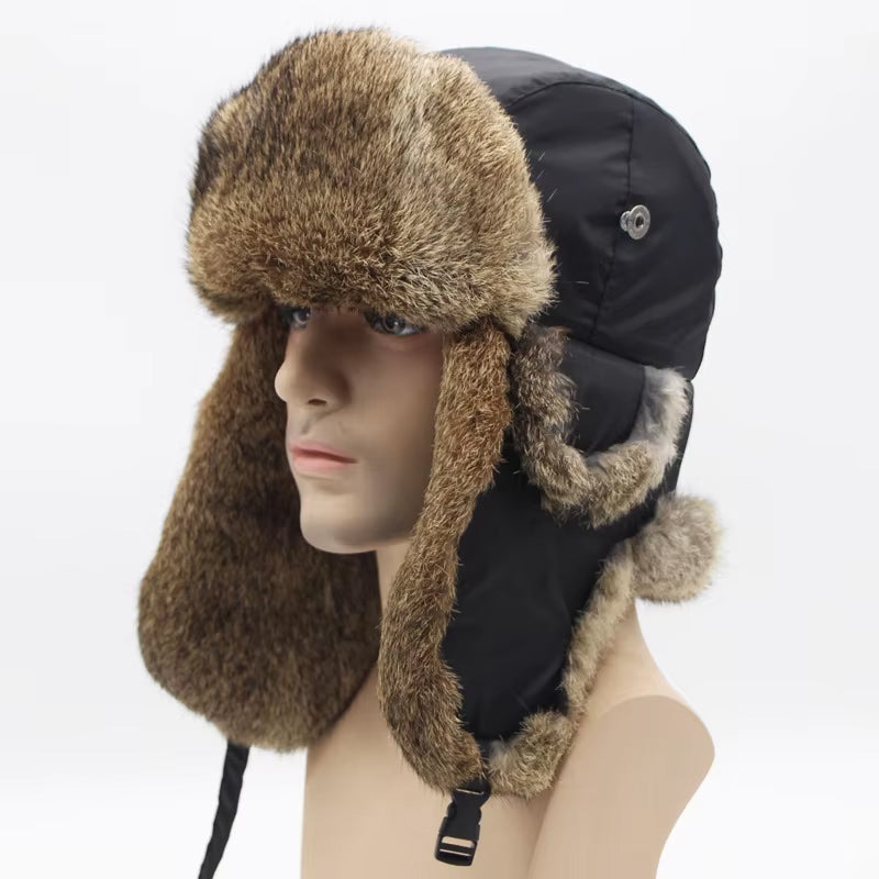 Vintage Retro Thick 100% Rabbit Fur Trapper Hats