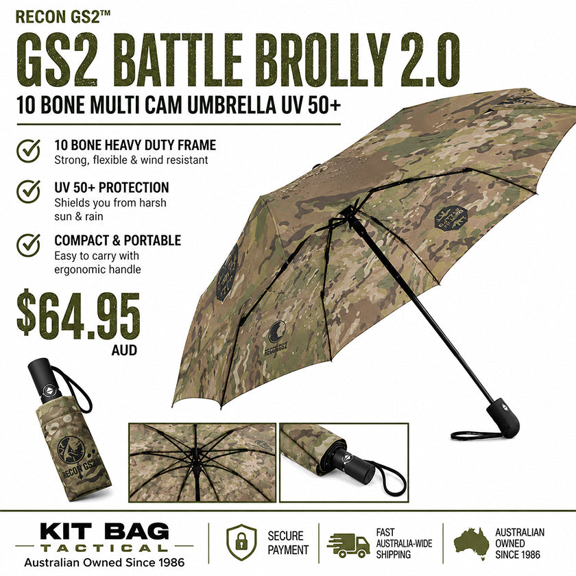 RECON GS2 Battle Brolly 2.0 10 Bone Multi Cam umbrella UV 50+