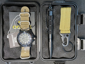 RECON GS2U Tactical Rotatable Bezel Watch, NATO Band PLUS Tactical Pen & MOLLE Hook Set