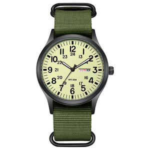 RECON GS2 Slimline Stainless Steel Military Watch - Day and Date Function including  NATO Watch Band