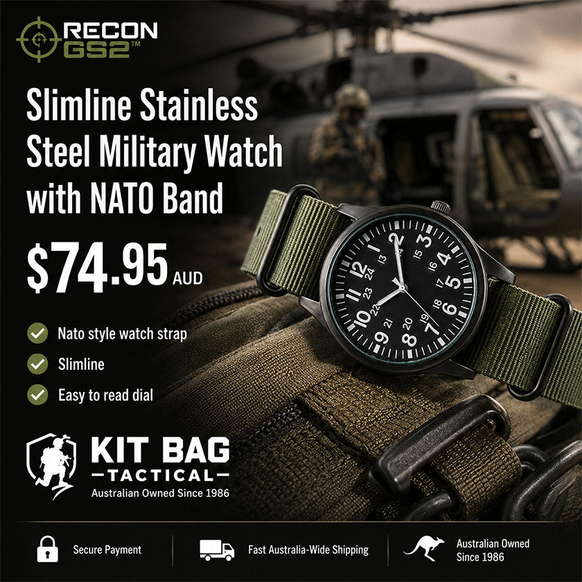 RECON GS2 Slimline Stainless Steel Military Watch with NATO Band
