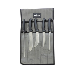 kit bag SICUT 6 Piece All Purpose Knife Package – Black Handle- Fishing, Hunting, Butchering,out door BBQ