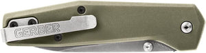 Gerber Gear Fuse Pocket Knife, 3.3 Inch Plane Edge Blade, Sage