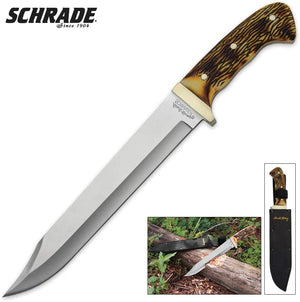 Uncle Henry 181UH Bowie Knife with 10inch High Carbon Stainless Steel Fixed Blade, Full Tang, Polyester Belt Sheath