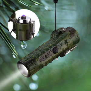 Tactical Waterproof Dual Arc Plasma Lighter With LED Tri-Phase Flashlight