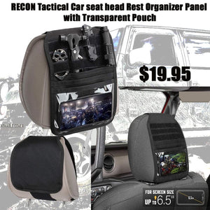 Recon Tactical Car seat head Rest Organizer Panel with Transparent Pouch