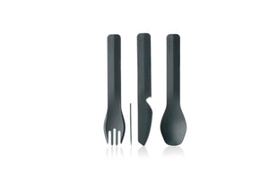 Humangear GO Bites Trio, Knife, Fork & Spoon- Travel Cutlery Set - Grey