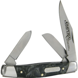 Schrade Imperial Medium Stockman Pocket Knife, 3.4" Black Swirl Zytel Handles