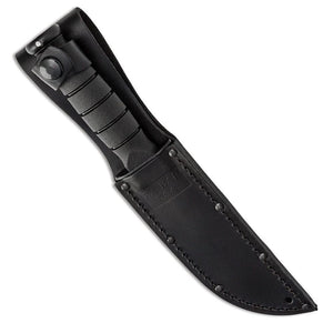 KA-BAR 1256 Short Fighting Knife 5-1/4" Plain Blade, Kraton G Handle, Leather Sheath