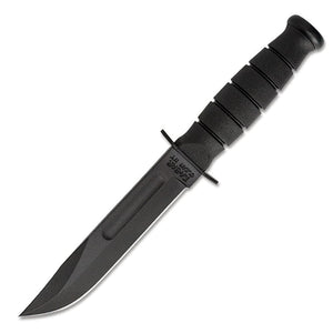 KA-BAR 1256 Short Fighting Knife 5-1/4" Plain Blade, Kraton G Handle, Leather Sheath