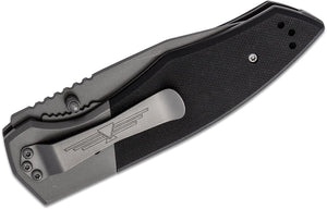 KA-BAR Jarosz 3086 Beartooth Folding Knife 3.5" Gray Clip Point Blade, Black G10 Handles with Stainless Steel Bolsters-Kit Bag Perth