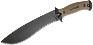 Genuine Brand New Kershaw 1077TAN Camp 10 Fixed 10" 65Mn Carbon Steel Blade, Tan Rubber Handles, GRN Sheath - Kit Bag Perth