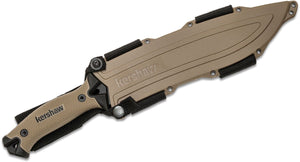 Genuine Brand New Kershaw 1077TAN Camp 10 Fixed 10" 65Mn Carbon Steel Blade, Tan Rubber Handles, GRN Sheath - Kit Bag Perth