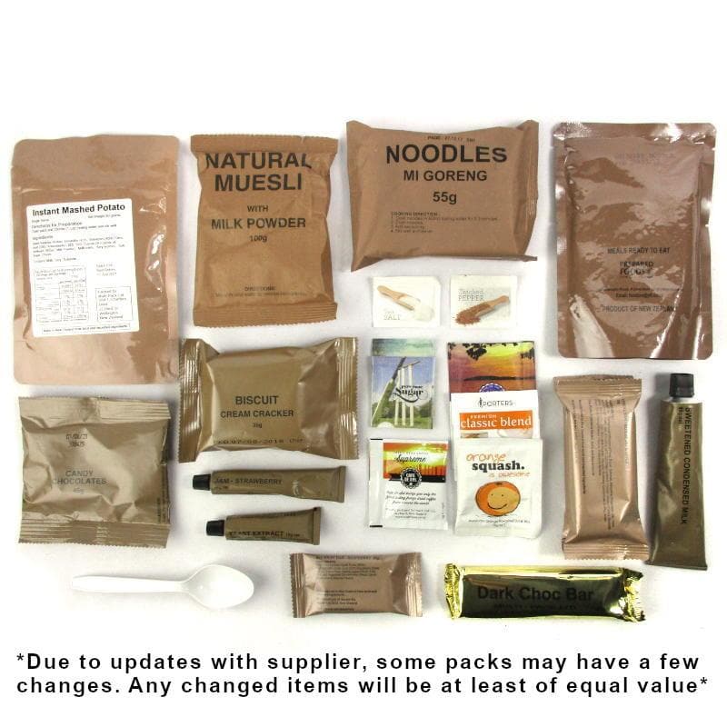 MRE, portion pack Hunger Buster 24hr 1 Man Army Food Ration Packs 13000 Kj,army rations,army ration